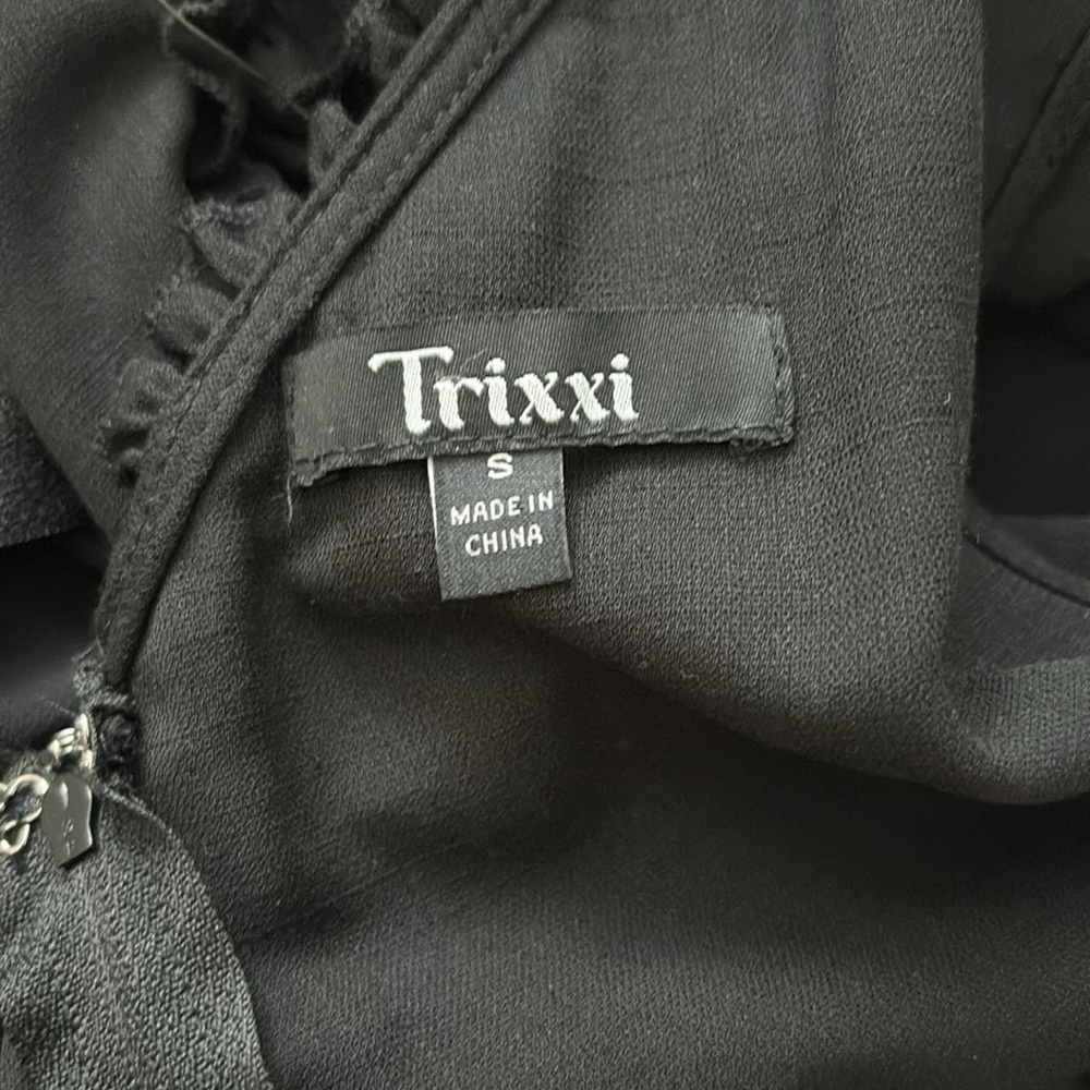 Trixxi Womens Dress Small Black Ruffles One Shoulder Midi Length Minimalist - Picture 10 of 10